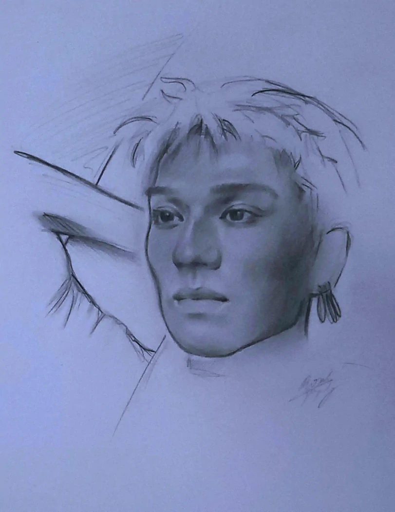 "Zoro de The One Piece"Portrait réalisé à la mine de plomb - Conservé en Vendée(85)