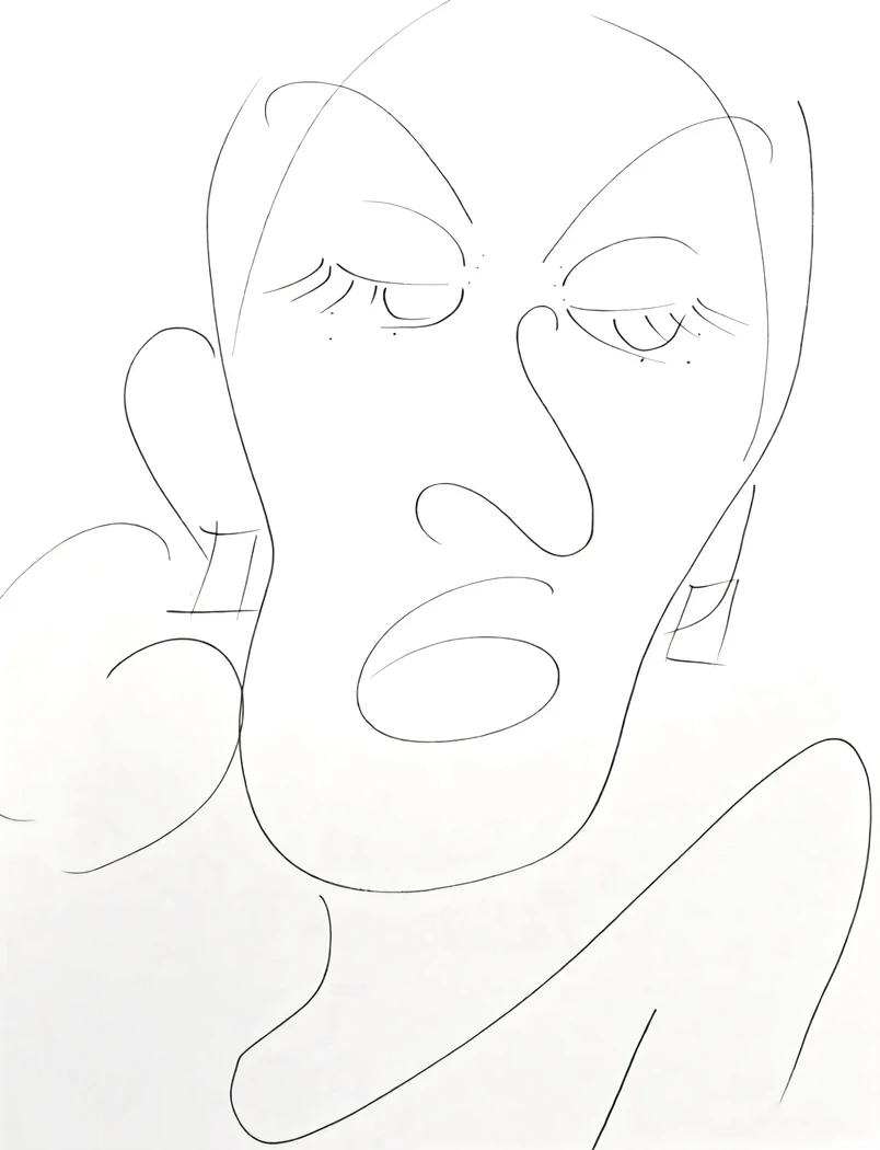 "Diva" Portrait Cartoonesque réalisé au feutre - conservé en Vendée(85).